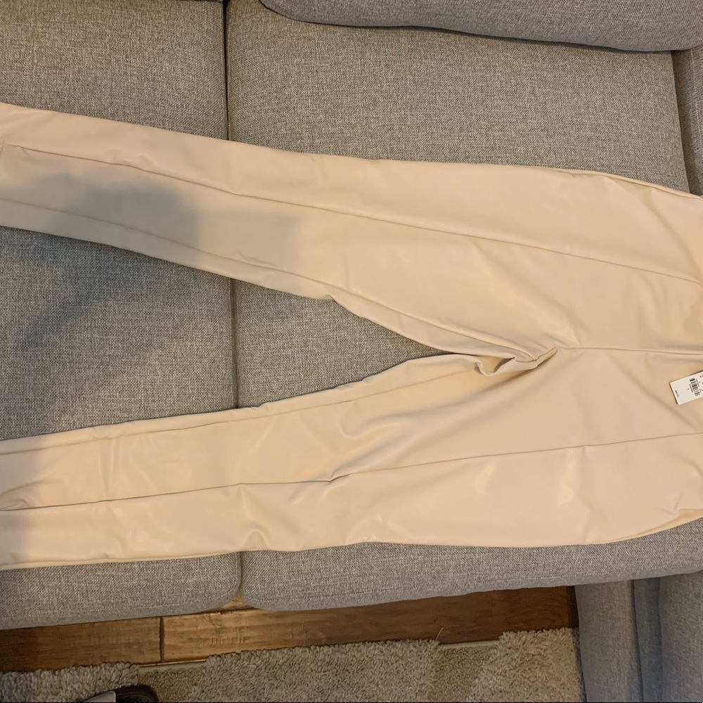 Women’s cream/beige Faux Leather pants